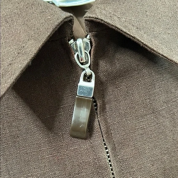 Vintage Pendleton Brown Vest Minimalist Zip Front Size 4 Cotton Linen Blend - Picture 11 of 13